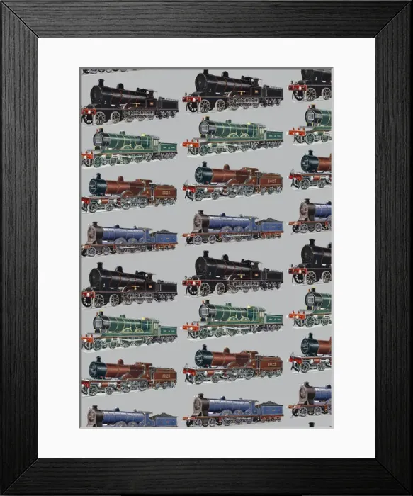 Framed Print : Repeating Pattern - Train / Steam Engine Framed Print : Repeating Pattern - Train / Steam Engine