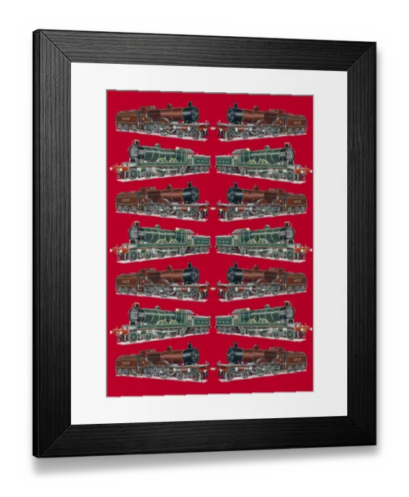 Framed Print : Repeating Pattern - Train / Steam Engine Framed Print : Repeating Pattern - Train / Steam Engine