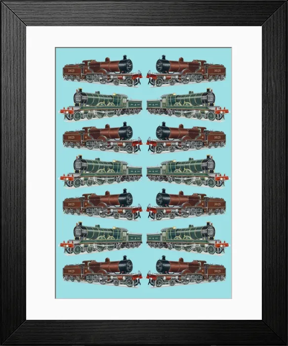 Framed Print : Repeating Pattern - Train / Steam Engine Framed Print : Repeating Pattern - Train / Steam Engine