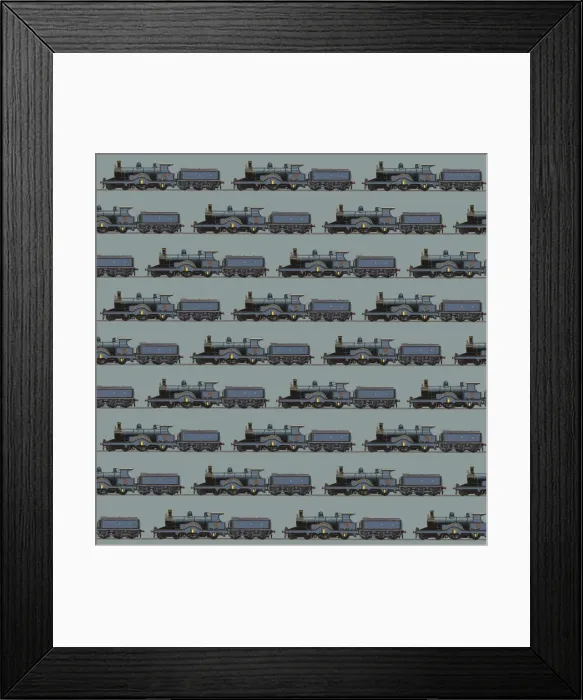 Framed Print : Repeating Pattern - Train / Steam Engine Framed Print : Repeating Pattern - Train / Steam Engine