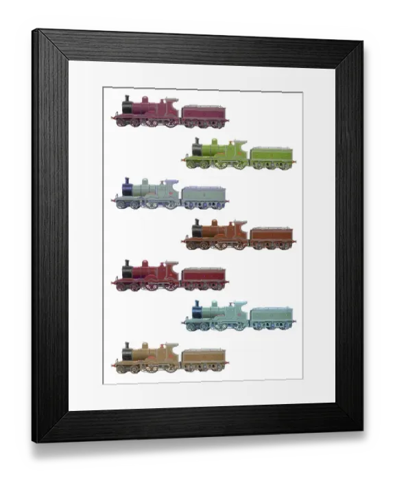 Framed Print : Repeating Pattern - Train / Steam Engine Framed Print : Repeating Pattern - Train / Steam Engine