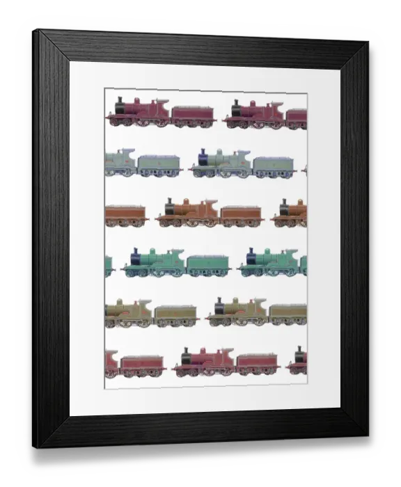 Framed Print : Repeating Pattern - Train / Steam Engine Framed Print : Repeating Pattern - Train / Steam Engine