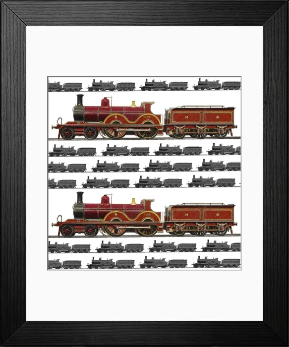 Framed Print : Repeating Pattern - Train / Steam Engine Framed Print : Repeating Pattern - Train / Steam Engine