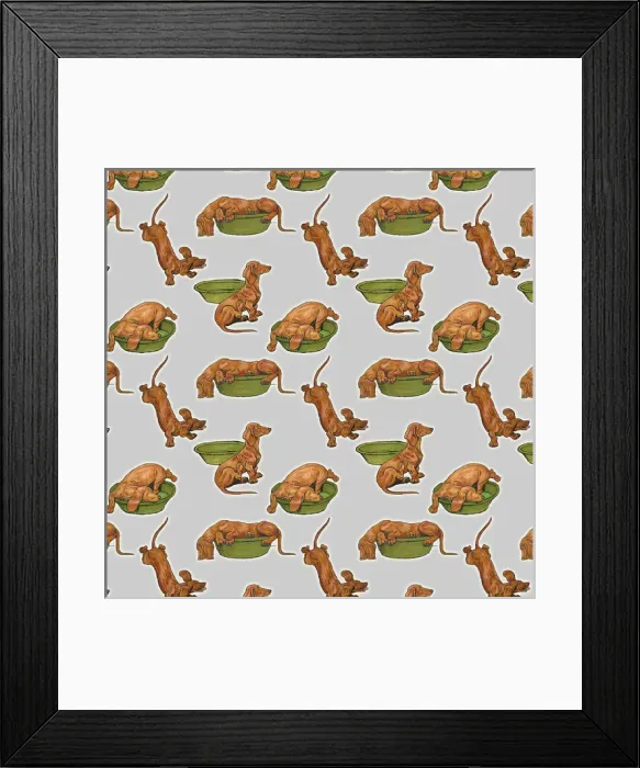 Framed Print : Repeating Pattern - Dog and Bowl Framed Print : Repeating Pattern - Dog and Bowl