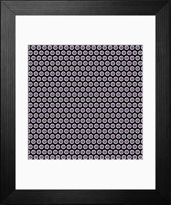 Framed Print : Repeating Pattern - Purple Flowers - Black Background Framed Print : Repeating Pattern - Purple Flowers - Black Background