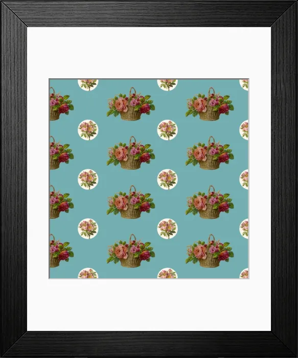 Framed Print : Repeating Pattern - Roses in a Basket Framed Print : Repeating Pattern - Roses in a Basket