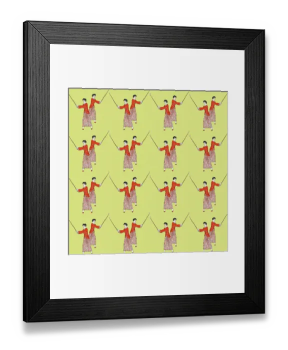 Framed Print : Repeating Pattern - Golfing Women Framed Print : Repeating Pattern - Golfing Women