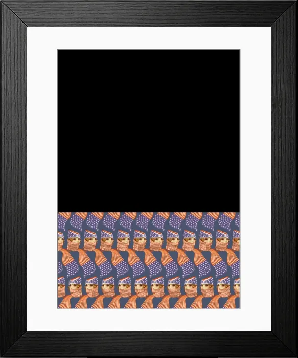 Framed Print : Repeating Pattern - Girl in Stars and Stripes Scarf, grey Framed Print : Repeating Pattern - Girl in Stars and Stripes Scarf, grey