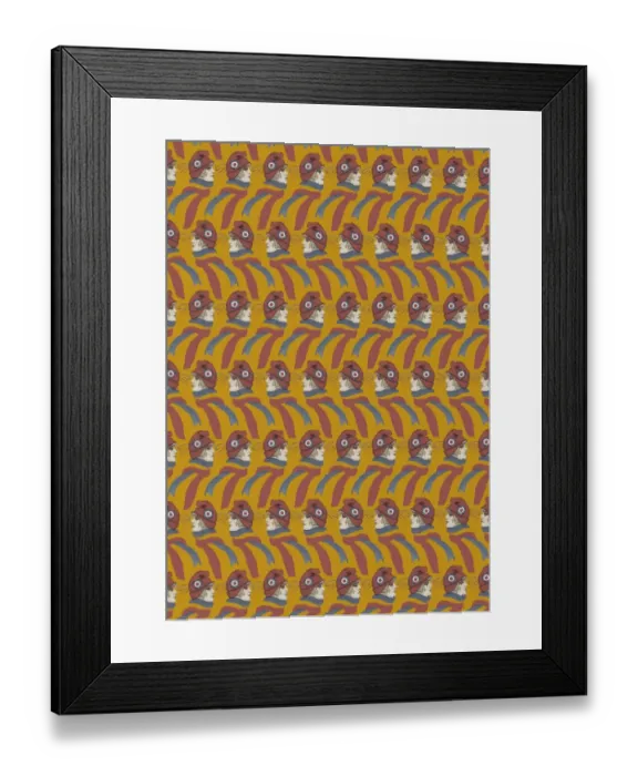 Framed Print : Repeating Pattern - French girl in Tricolore scarf / hat Framed Print : Repeating Pattern - French girl in Tricolore scarf / hat