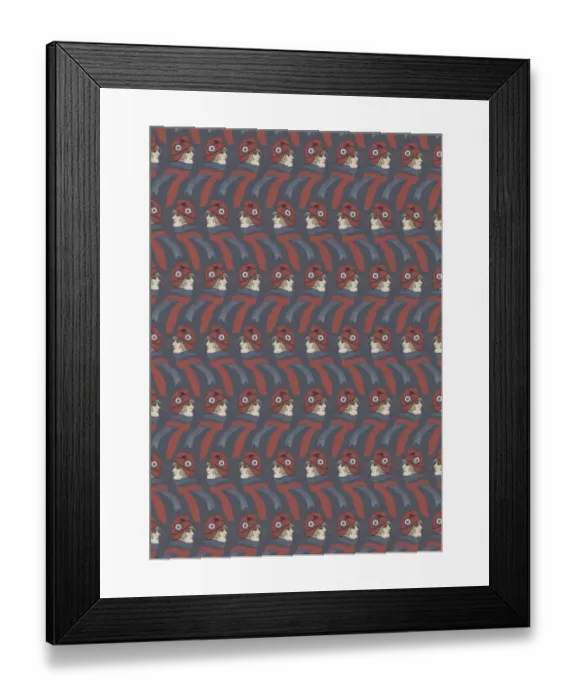 Framed Print : Repeating Pattern - French girl in Tricolore scarf / hat Framed Print : Repeating Pattern - French girl in Tricolore scarf / hat