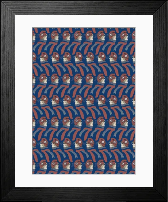Framed Print : Repeating Pattern - French girl in Tricolore scarf / hat Framed Print : Repeating Pattern - French girl in Tricolore scarf / hat