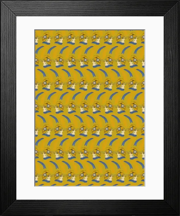 Framed Print : Repeating Pattern - French girl in Tricolore scarf  /  hat