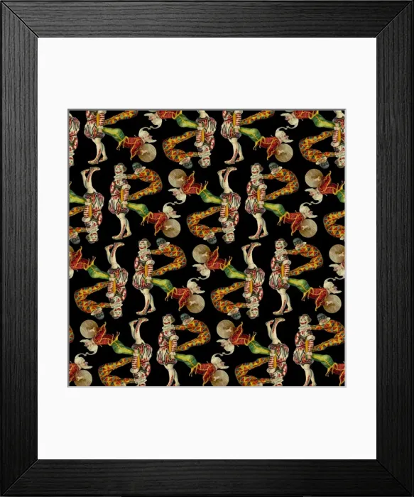 Framed Print : Repeating Pattern - circus clowns perform balancing act Framed Print : Repeating Pattern - circus clowns perform balancing act