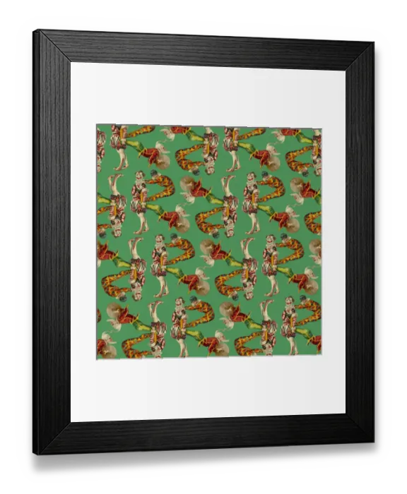 Framed Print : Repeating Pattern - circus clowns perform balancing act Framed Print : Repeating Pattern - circus clowns perform balancing act