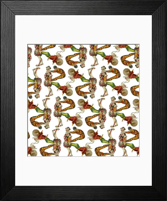 Framed Print : Repeating Pattern - circus clowns perform balancing act Framed Print : Repeating Pattern - circus clowns perform balancing act
