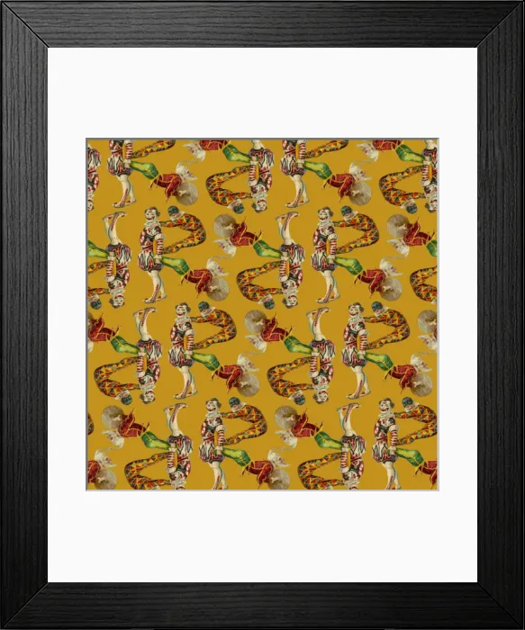 Framed Print : Repeating Pattern - circus clowns perform balancing act Framed Print : Repeating Pattern - circus clowns perform balancing act