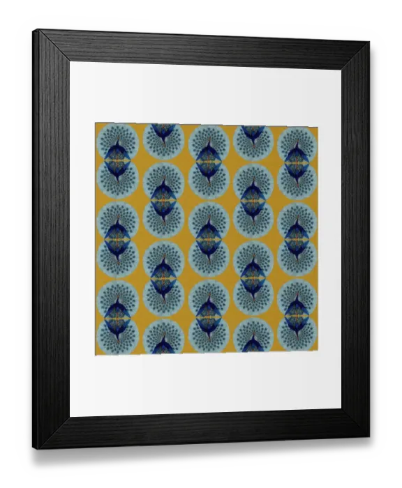 Framed Print : Repeating Pattern - peacocks, yellow Framed Print : Repeating Pattern - peacocks, yellow