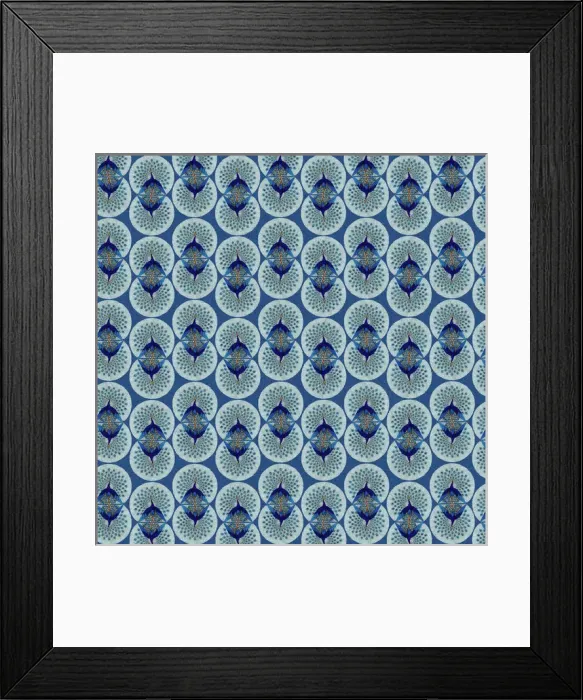 Framed Print : Repeating Pattern - peacocks, green Framed Print : Repeating Pattern - peacocks, green