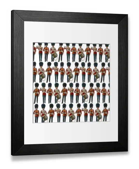 Framed Print : Repeating Pattern - guardsmen, white Framed Print : Repeating Pattern - guardsmen, white