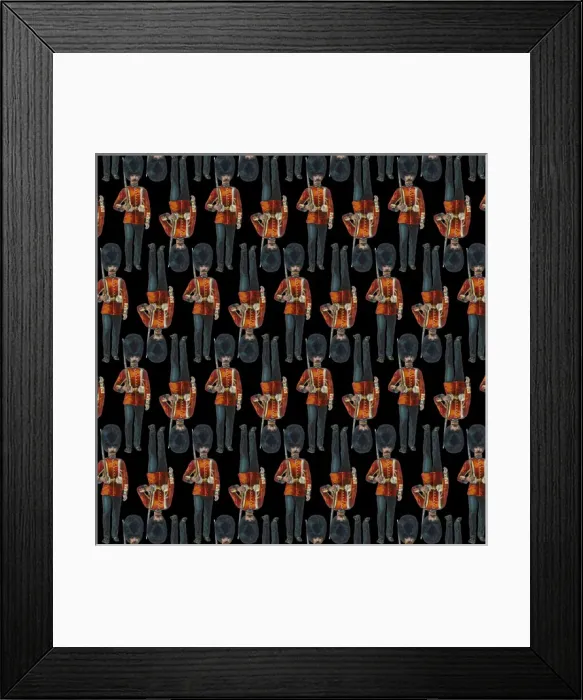 Framed Print : Repeating Pattern - guardsmen, black Framed Print : Repeating Pattern - guardsmen, black