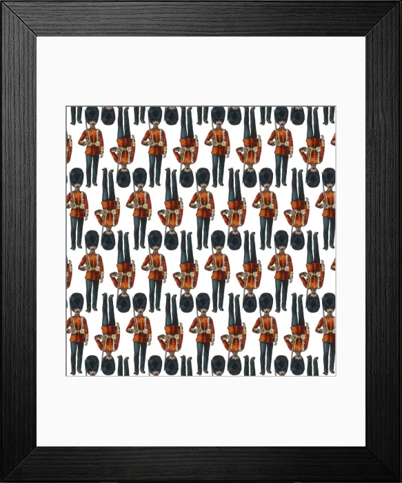 Framed Print : Repeating Pattern - guardsmen, white Framed Print : Repeating Pattern - guardsmen, white