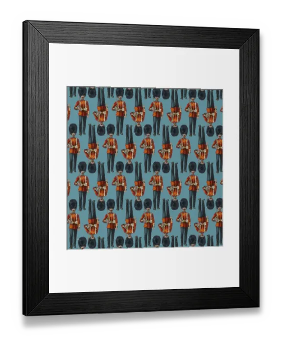 Framed Print : Repeating Pattern - guardsmen, blue Framed Print : Repeating Pattern - guardsmen, blue