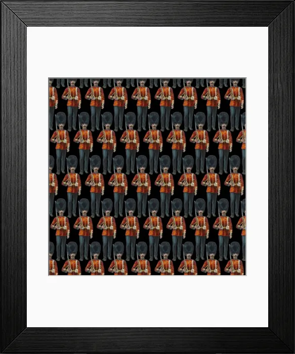 Framed Print : Repeating Pattern - guardsmen, black Framed Print : Repeating Pattern - guardsmen, black
