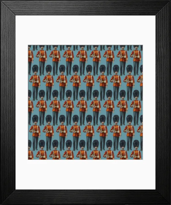 Framed Print : Repeating Pattern - guardsmen, blue Framed Print : Repeating Pattern - guardsmen, blue