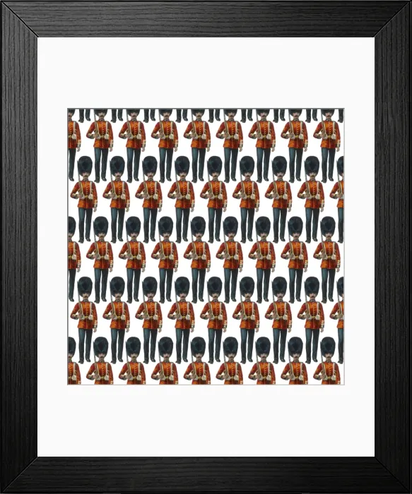 Framed Print : Repeating Pattern - guardsmen, white Framed Print : Repeating Pattern - guardsmen, white