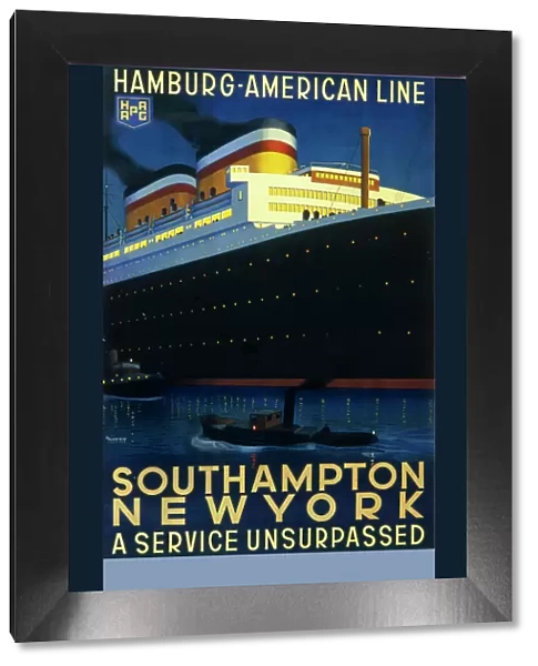 Hamburg American line passenger ship poster