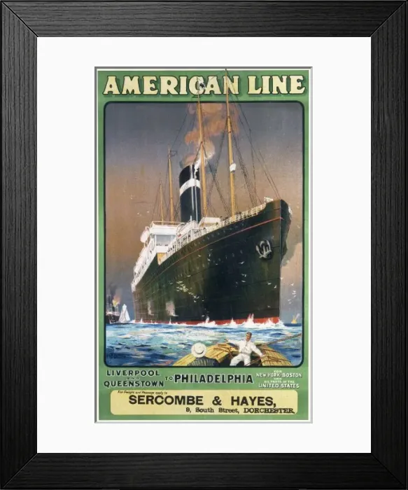 Framed Print : American Line poster Framed Print : American Line poster
