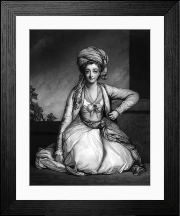Framed Print : MARY GQYN. MARY GWYN (nee Horneck) wife of general Gwyn : depicted wearing Persian dress Framed Print : MARY GQYN. MARY GWYN (nee Horneck) wife of general Gwyn : depicted wearing Persian dress