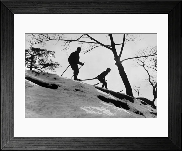 Framed Print : Skiing Silhouette Framed Print : Skiing Silhouette