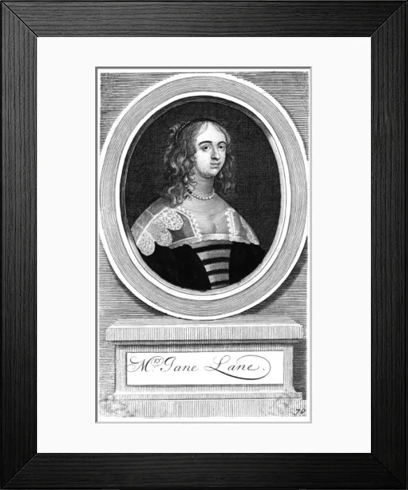 Framed Print : JANE LANE (later Lady Fisher) young woman who helped Charles II escape Framed Print : JANE LANE (later Lady Fisher) young woman who helped Charles II escape