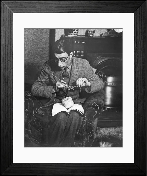 Framed Print : Man Knitting Framed Print : Man Knitting