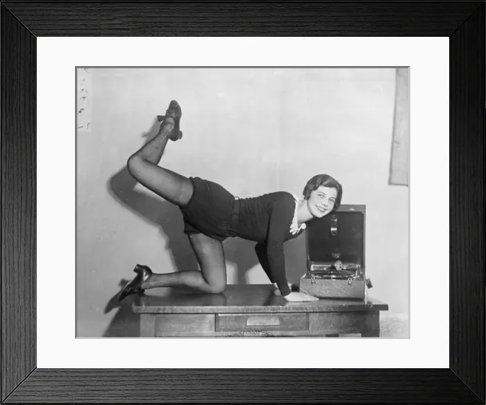 Framed Print : Exercising to Gramophone