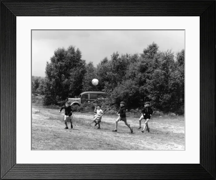 Framed Print : Scouts Playing Football Framed Print : Scouts Playing Football
