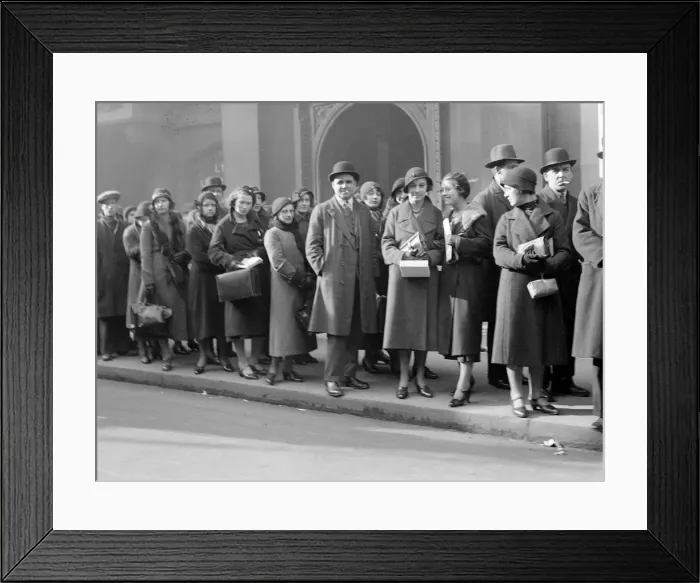Framed Print : A Bus Queue 1920S Framed Print : A Bus Queue 1920S