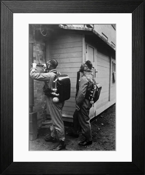 Framed Print : Gas Attack Drill Framed Print : Gas Attack Drill