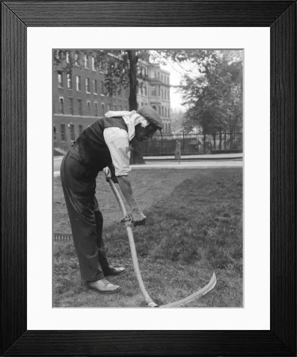Framed Print : Scything a London Square Framed Print : Scything a London Square