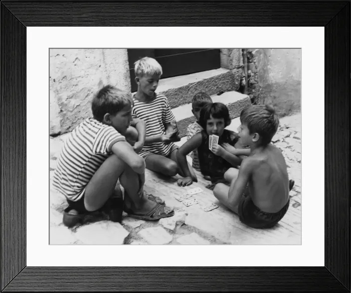 Framed Print : Children Playing Cards Framed Print : Children Playing Cards