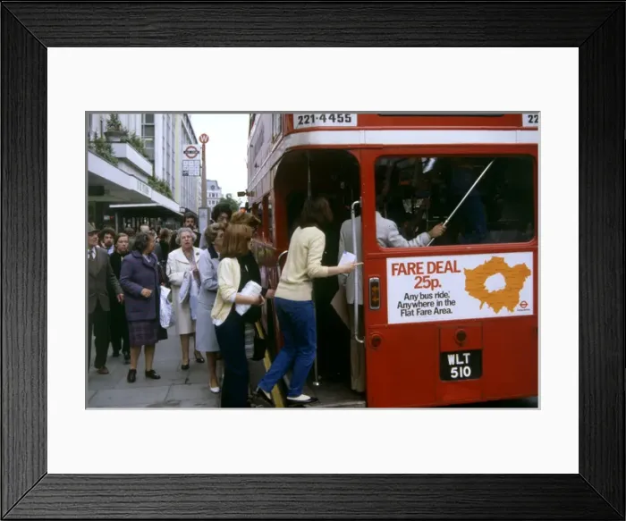 Framed Print : Piling Onto a London Bus Framed Print : Piling Onto a London Bus