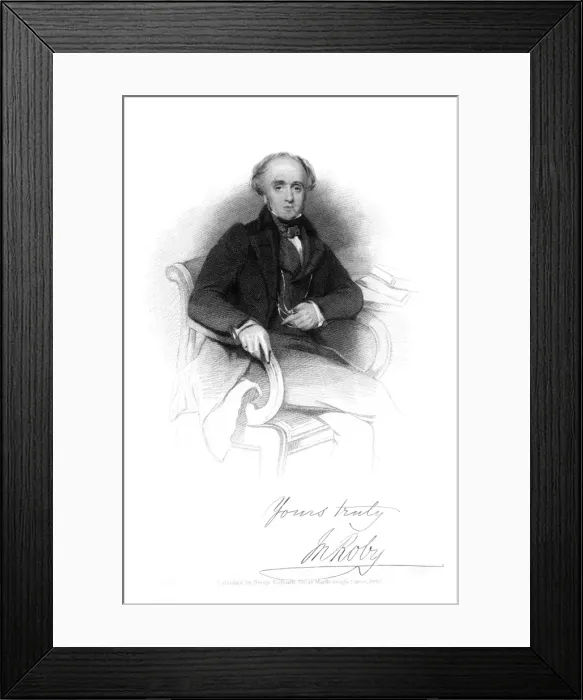 Framed Print : JOHN ROBY organist, banker and writer with his autograph Date: 1793 - 1850 Framed Print : JOHN ROBY organist, banker and writer with his autograph Date: 1793 - 1850