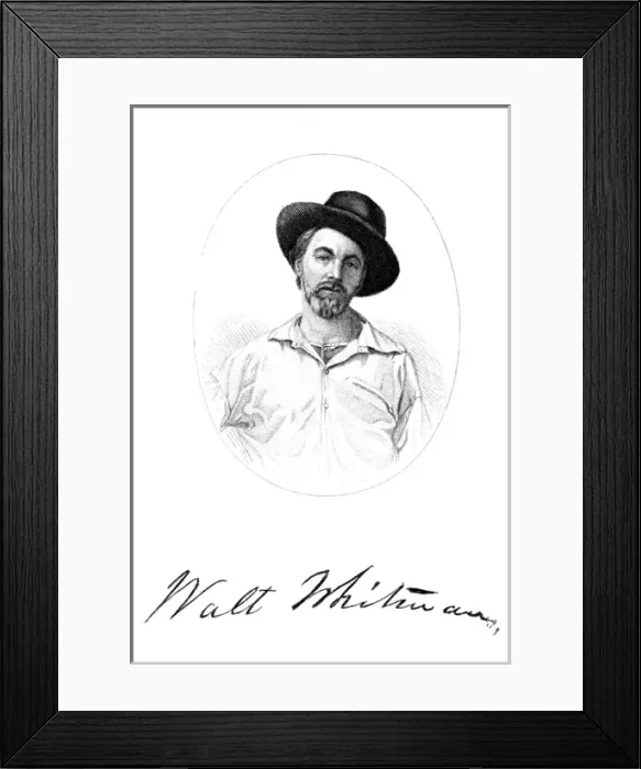 Framed Print : WHITMAN. WALT WHITMAN American poet with his autograph Date: 1819 - 1892 Framed Print : WHITMAN. WALT WHITMAN American poet with his autograph Date: 1819 - 1892