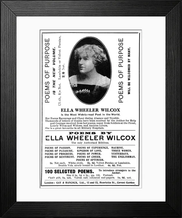 Framed Print : Ella Wheeler Wilcox Framed Print : Ella Wheeler Wilcox