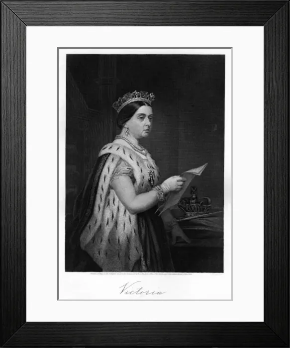 Framed Print : VICTORIA the queen in unsmiling mode with her autograph Date: 1819 - 1901 Framed Print : VICTORIA the queen in unsmiling mode with her autograph Date: 1819 - 1901