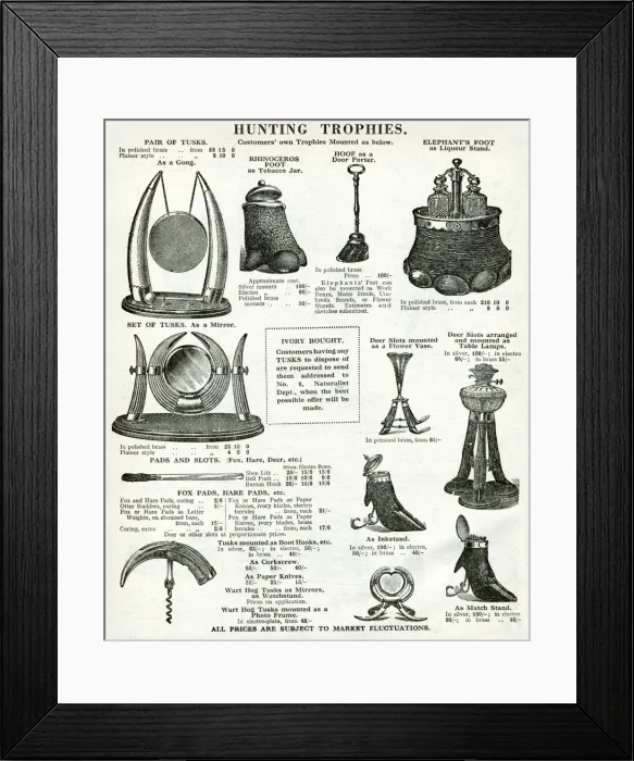 Framed Print : Trade catalogue for hunting trophies 1937 Framed Print : Trade catalogue for hunting trophies 1937
