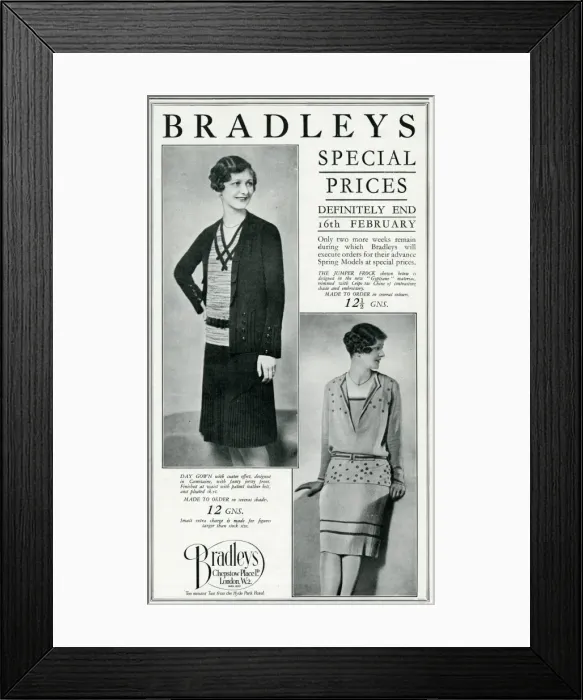 Framed Print : Advert for Bradleys womens clothing 1929 Framed Print : Advert for Bradleys womens clothing 1929