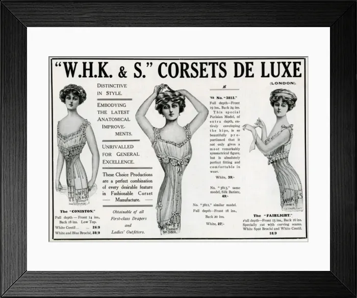 Framed Print : Advert for W. H. K &s corsets 1911 Framed Print : Advert for W. H. K &s corsets 1911