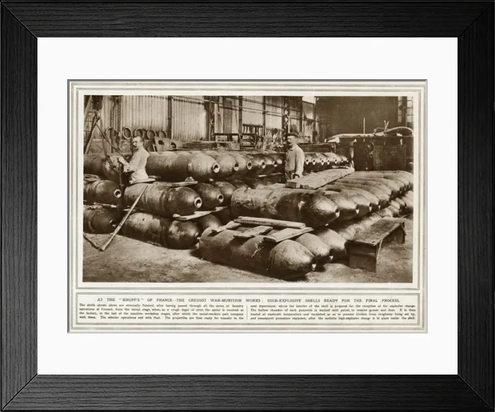 Framed Print : High explosive shells ready for the final process at Creusot Framed Print : High explosive shells ready for the final process at Creusot